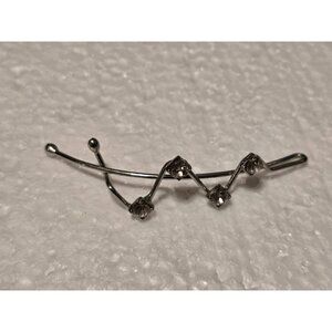 Minimalist Silver-Tone Hair Clip With Rhinestone Accents